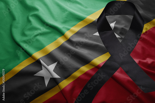 Wallpaper Mural flag of saint kitts and nevis with black mourning ribbon Torontodigital.ca