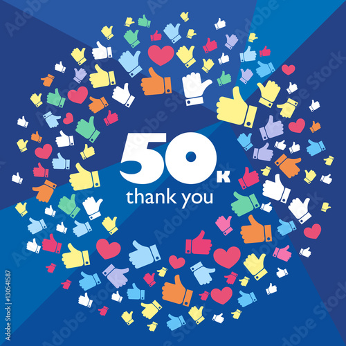 Vector pattern of colored likes 50K subscribers