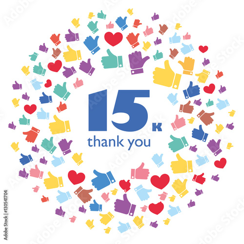 Vector pattern of colored likes 15K subscribers