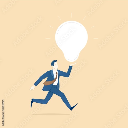 Business concept vector illustration of businessman holding a wh