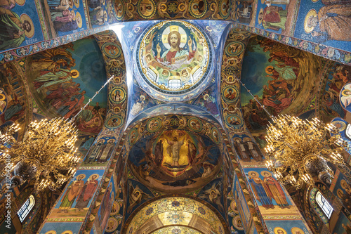 Interior of the Church of the Savior on Spilled Blood in St. Petersburg, Russia.