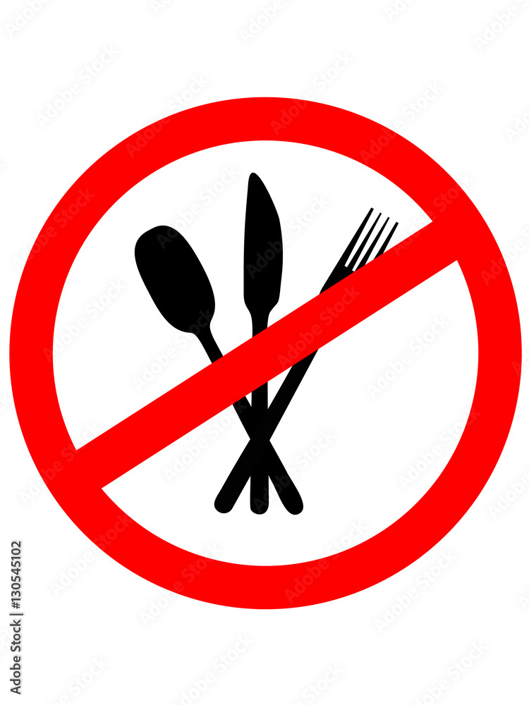 No Eating Sign. No food. Vector illustration. No Eating Sign. No food. Vector illustration.