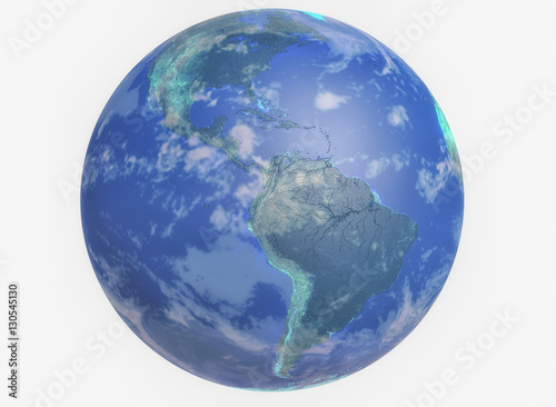 Planet earth and white background