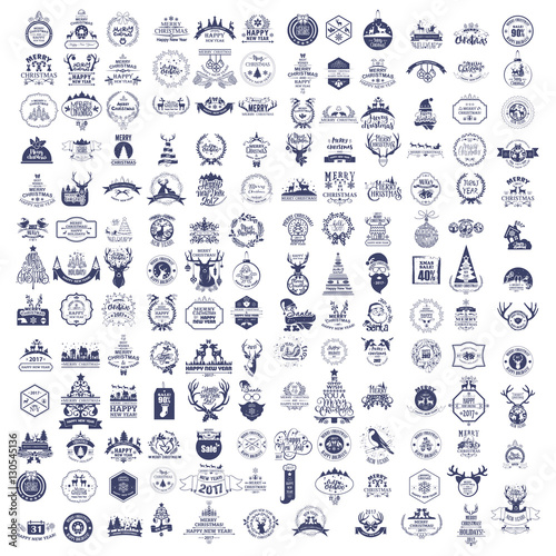 Collection of vintage retro labels, stamps and badges. Vector Il