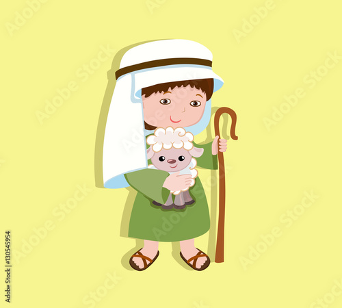 Canvas-taulu Illustration of good shepherd cartoon design