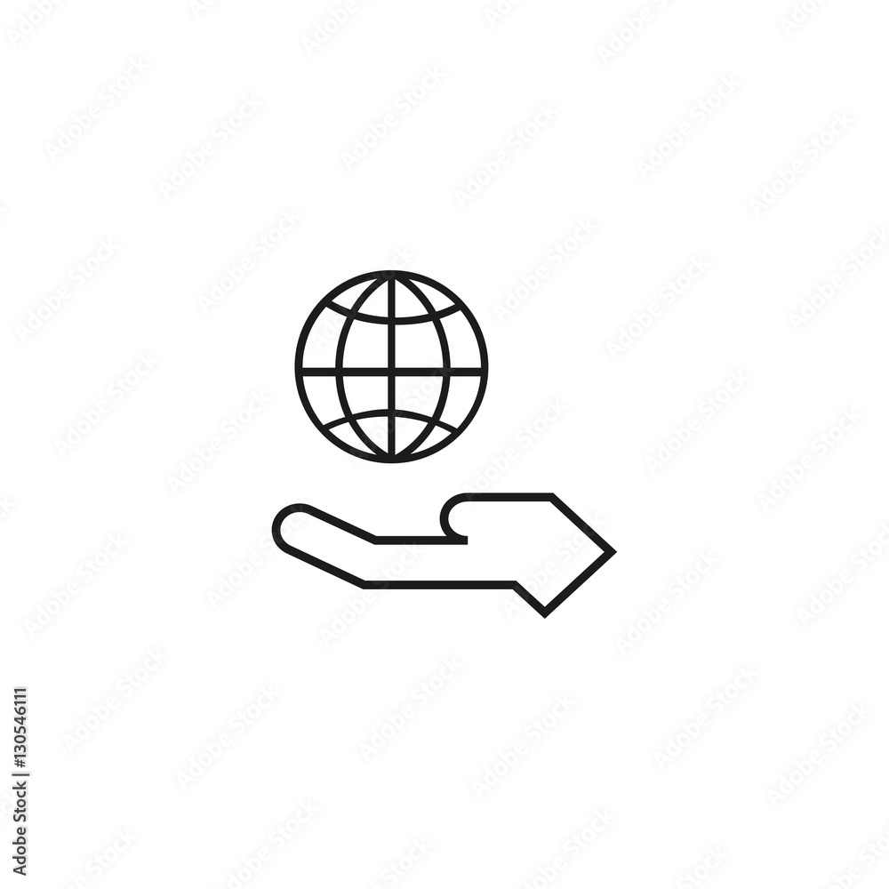 globe on hand, protect the Earth outline icon vector globe on hand, protect the Earth outline icon vector