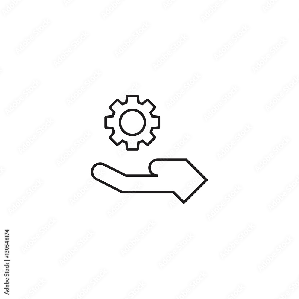 gear on hand outline icon vector gear on hand outline icon vector