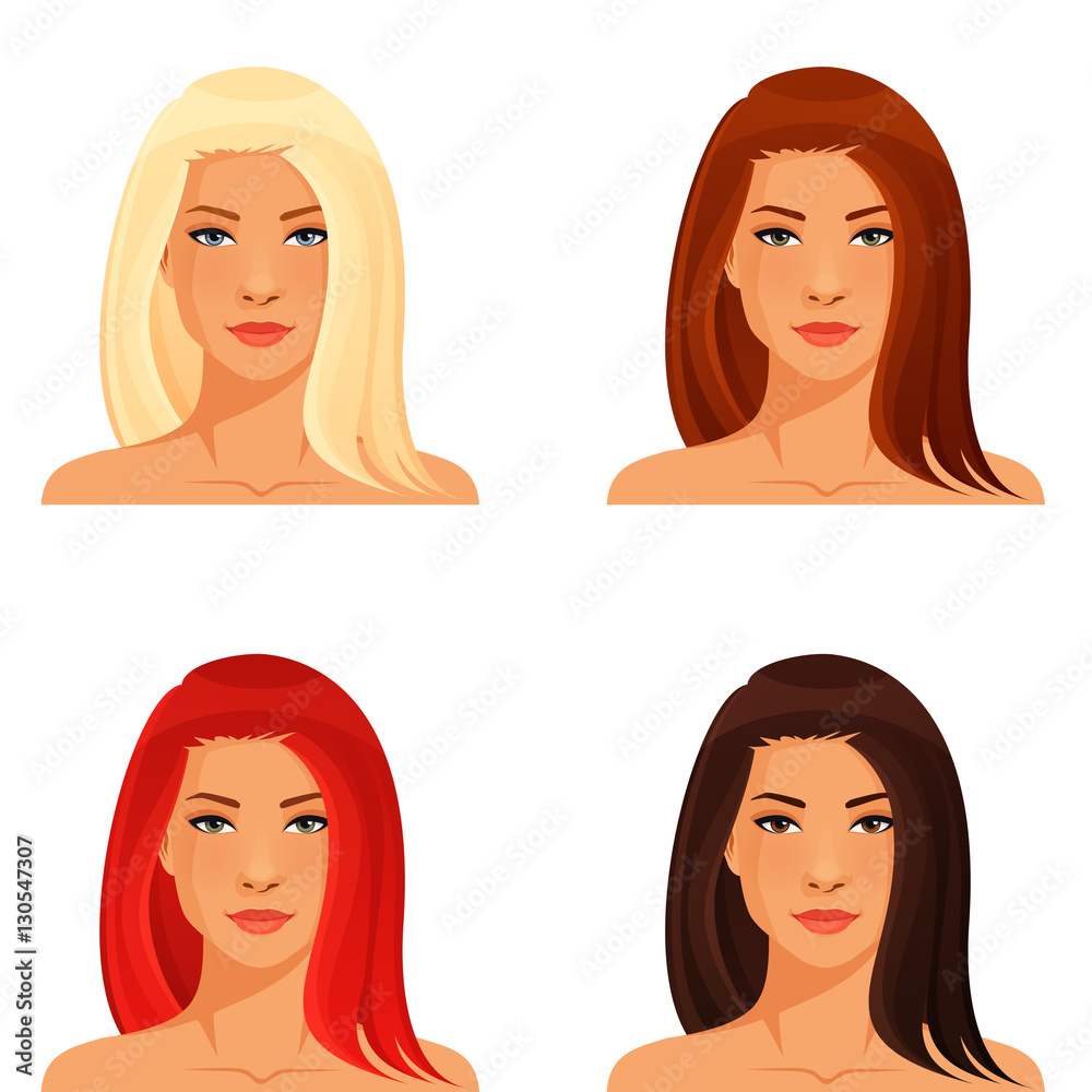portrait of a young woman with different hair color portrait of a young woman with different hair color