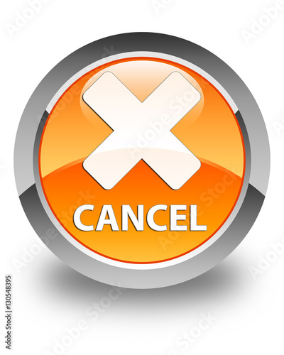 Cancel glossy orange round button