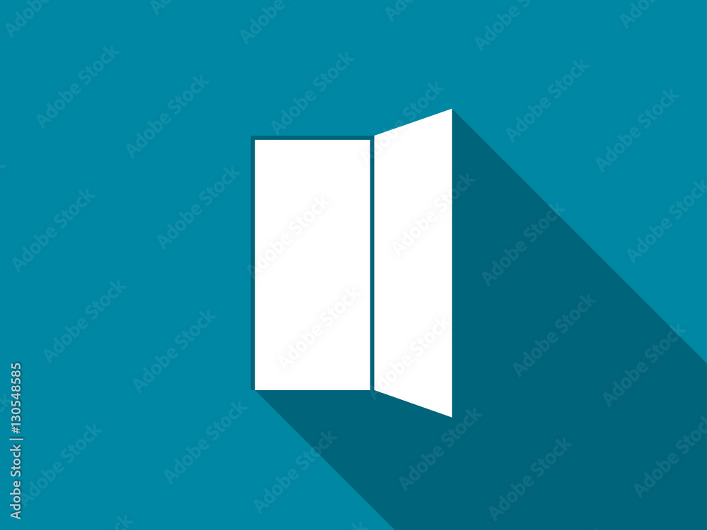 Open door flat icon with long shadow. Vector illustration. Stock Vector |  Adobe Stock