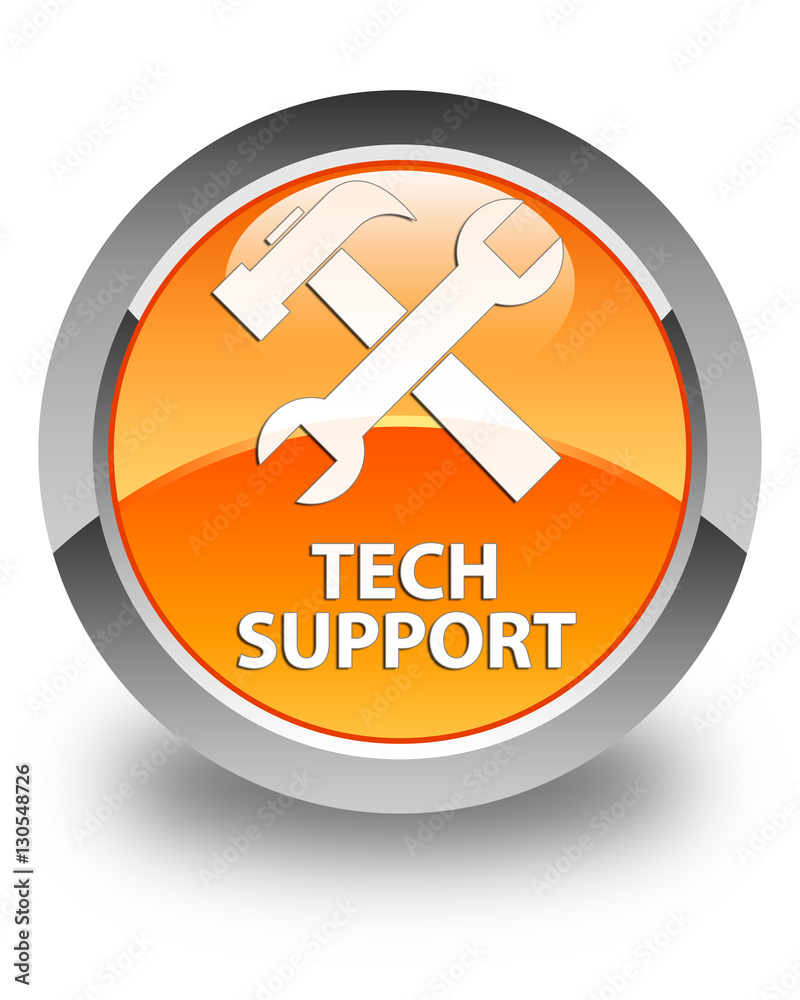 Tech support (tools icon) glossy orange round button Tech support (tools icon) glossy orange round button