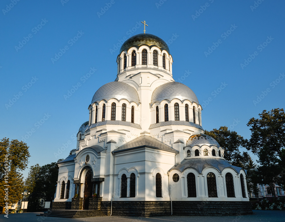  Kamianets-Podilskyi, Ukraine - October 20, 2016 : Old Alexander Nevsky Cathedral, Kamenetz-Podolsk. Ancient beautiful cathedral in Kamianets-Podilskyi, Khmelnitsky region, Ukraine