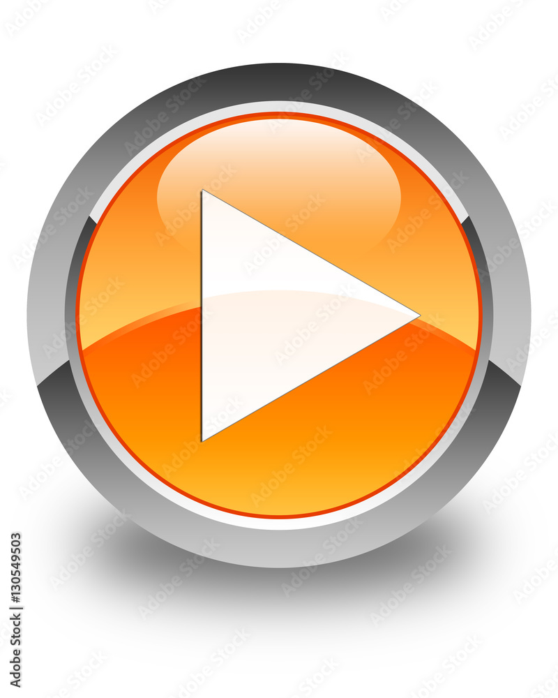 Play icon glossy orange round button Play icon glossy orange round button