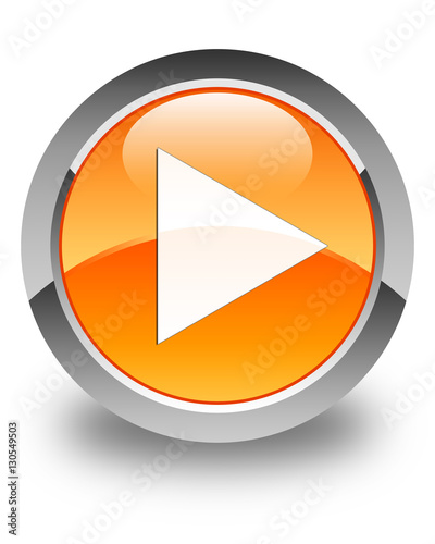 Free Download Play icon glossy orange round button - GFXLoad