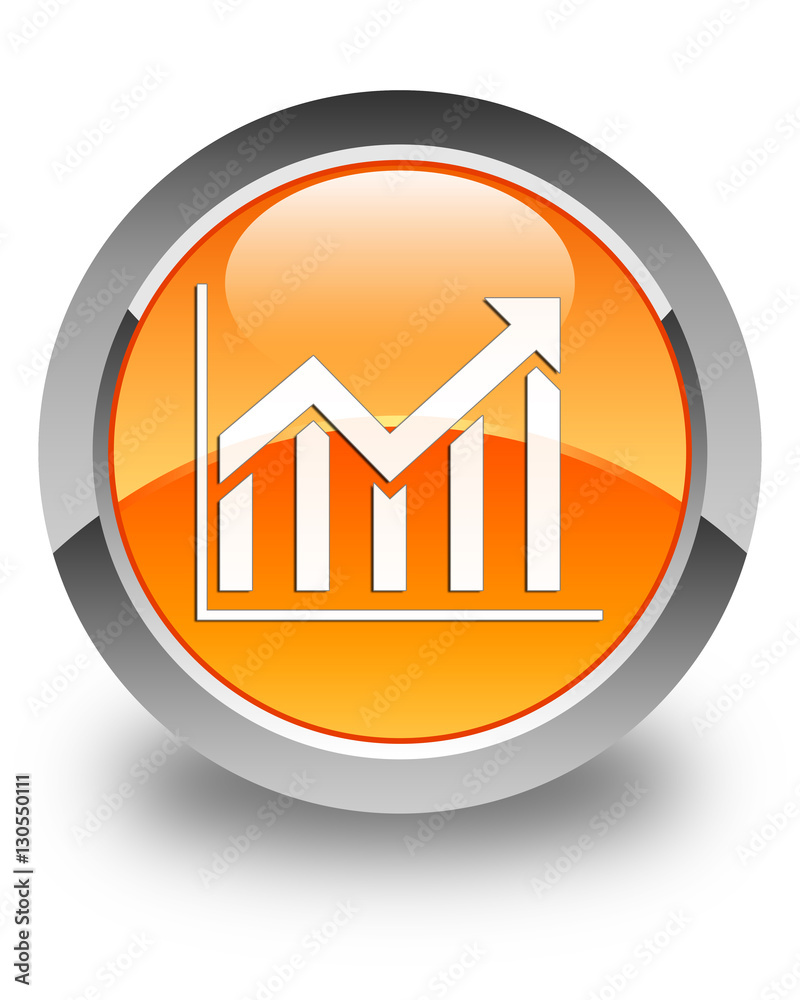 Statistics icon glossy orange round button Statistics icon glossy orange round button