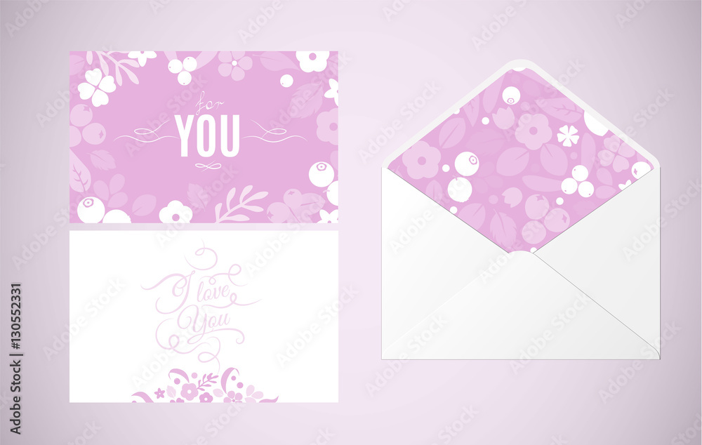 Vector greeting cards and envelope with flowers Vector greeting cards and envelope with flowers
