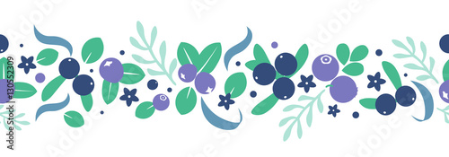 Vector flat flowers and berries background, creative color pattern.