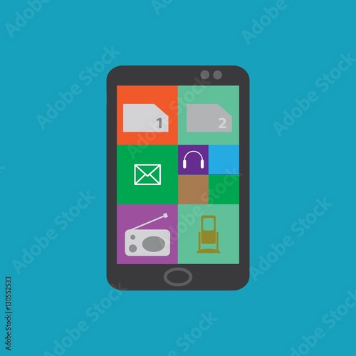 phone with app icons on the screen. vector illustration