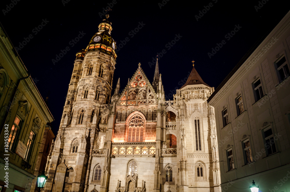 St. Elisabeth Cathedral at night Kosice, Slovakia, Europe