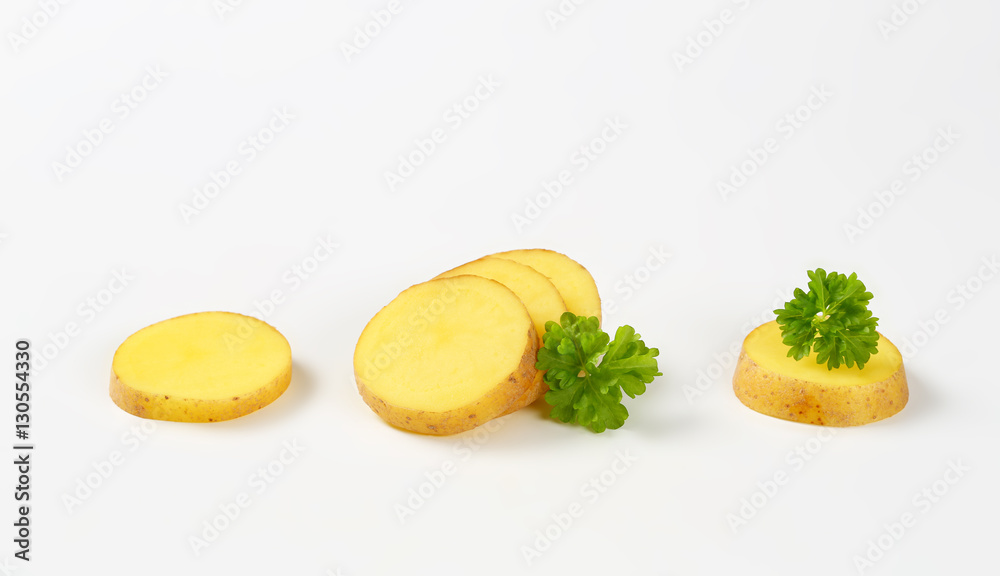 sliced raw potato