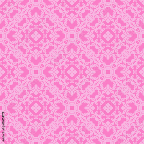 Pink Ornamental Seamless Line Pattern. Endless Texture. Oriental Geometric Ornament