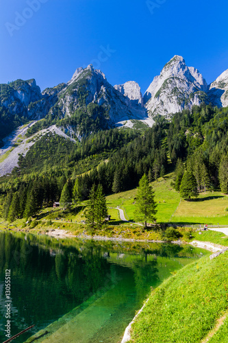 Tranquil summer scene on the Vorderer Gosausee lake in the Austrian Alps. Austria, Europe. © daliu