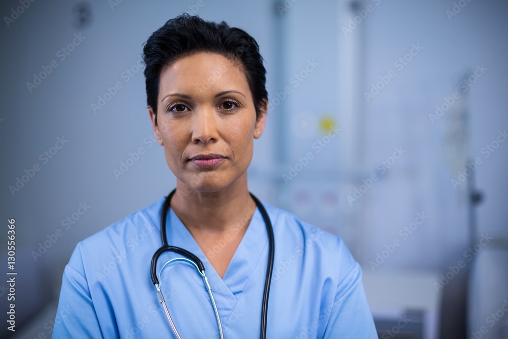 Portrait of female nurse in ward Portrait of female nurse in ward