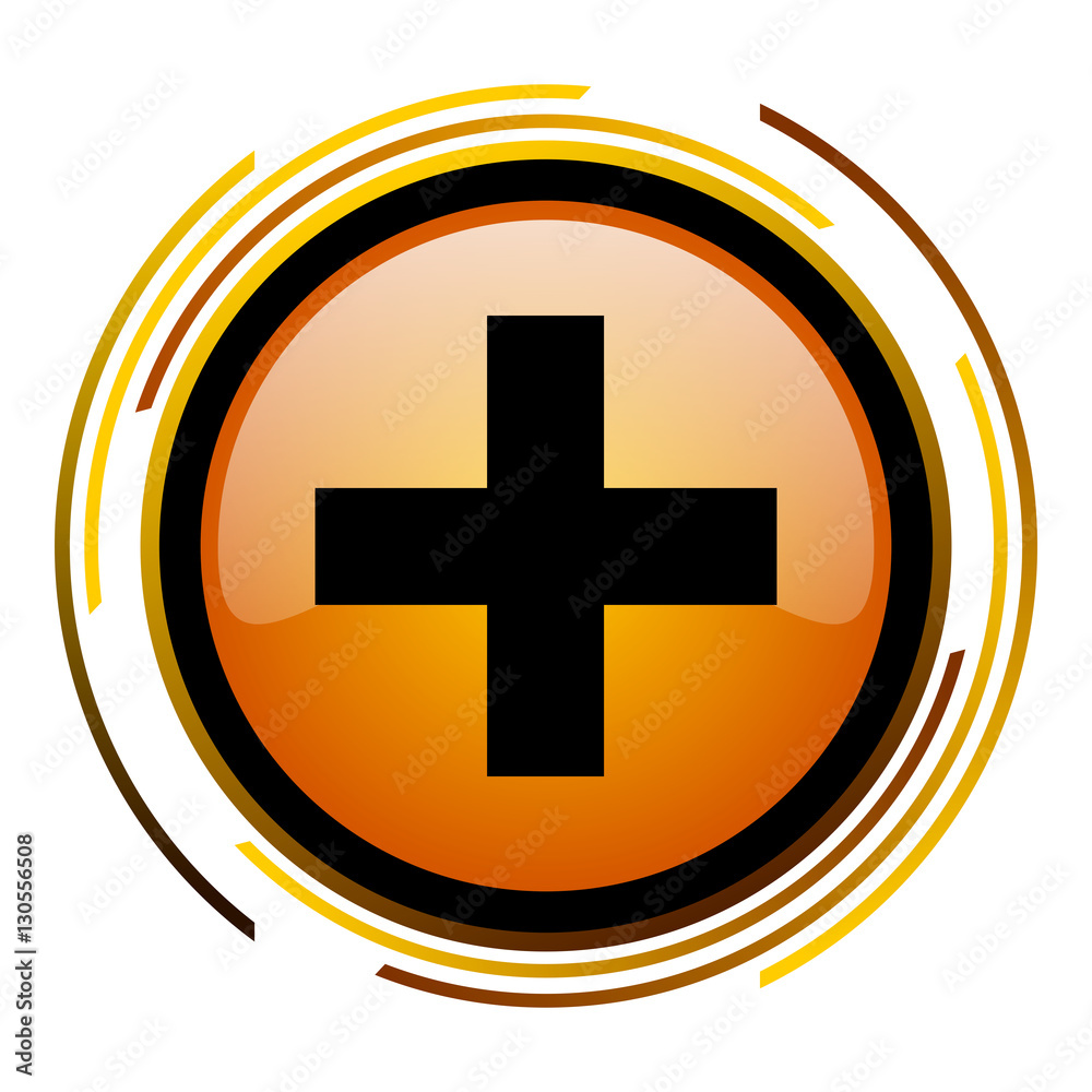 Cross orange glossy web vector icon. Cross orange glossy web vector icon.