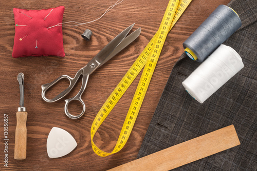 Sewing accessories on a table 