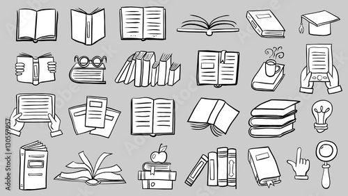 Set of book doodles