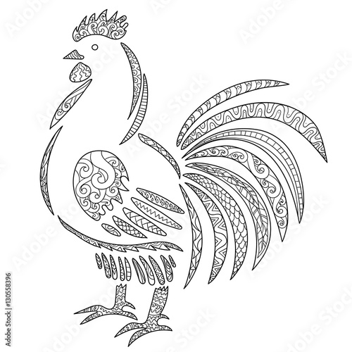Adult antistress coloring page with rooster.