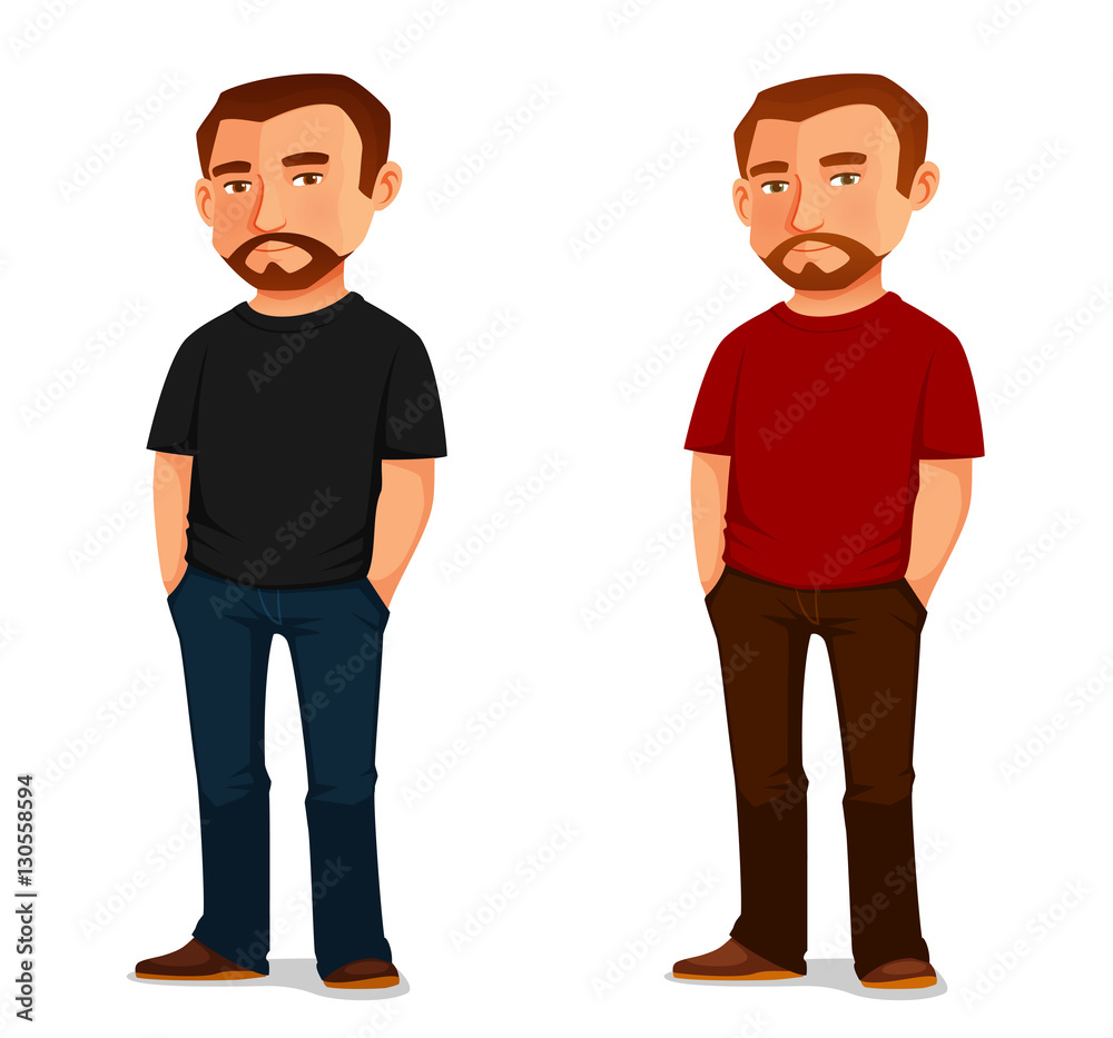 cool cartoon guy with beard in casual clothes cool cartoon guy with beard in casual clothes