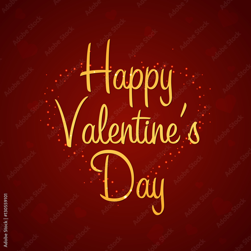 Happy Valentines Day. Heart on red background. Vector illustration.