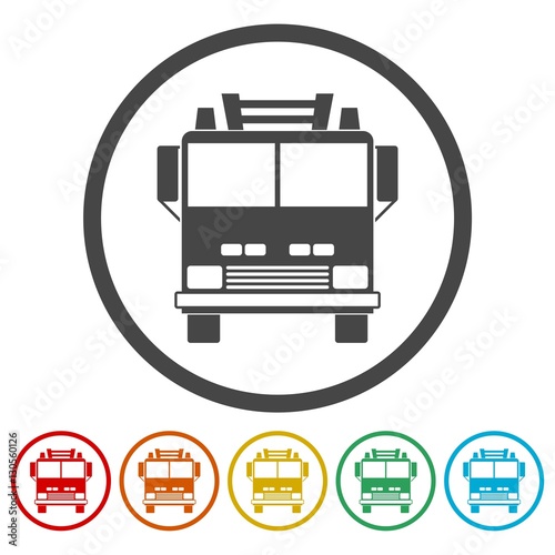 Fire truck, Fire station icon set 