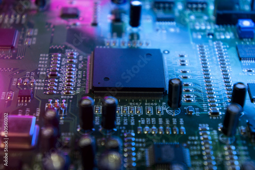 Microchips on a circuit board.