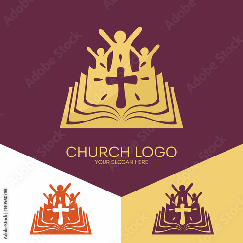 Church logo. Christian symbols. Church of God, faithful to the Lord Jesus Christ. Bible - the foundation of faith.
