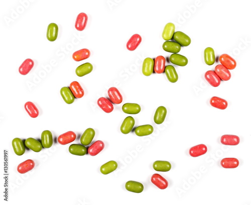Fototapeta Naklejka Na Ścianę i Meble -  red and green candies isolated on white background