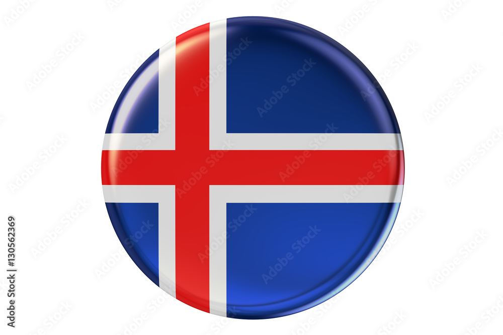 Badge with flag of Iceland, 3D rendering Badge with flag of Iceland, 3D rendering