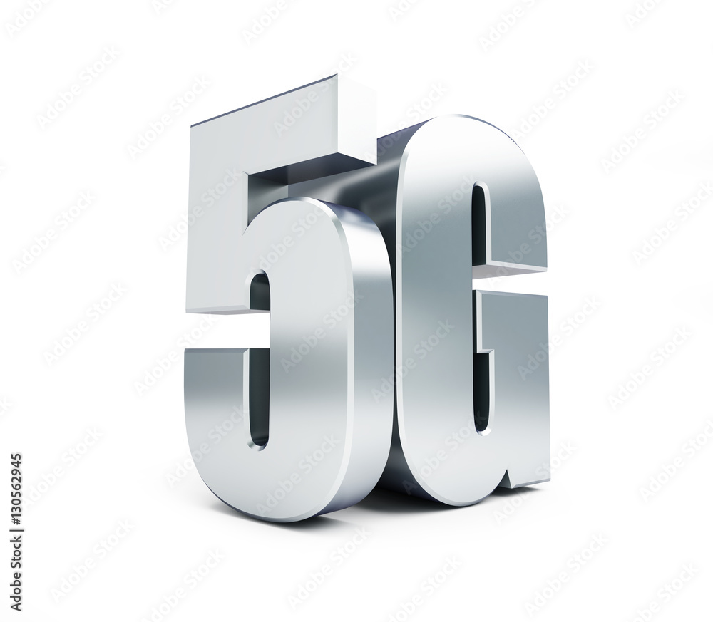 5G metal sign, 5G cellular high speed data wireless connection. 3d ...