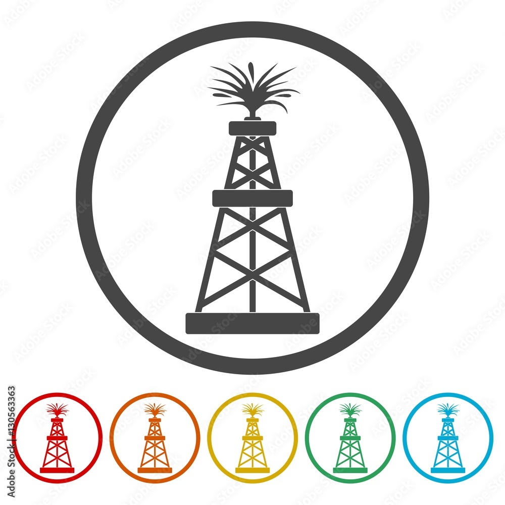 Oil rig icons set Oil rig icons set