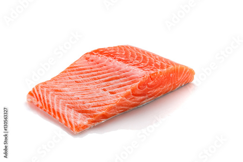 Fototapet Fresh salmon fillet isolated on white backgrund