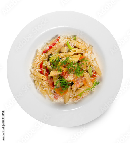 pasta with tomato sauce isolated on the white background