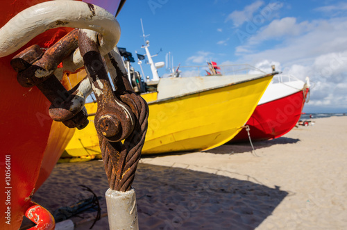 Fotografie Kolorowe łodzie rybackie w Chłopach