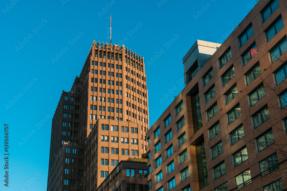 Obraz premium modern glass and steel office buildings near Potsdamer Platz, Berlin, Germany