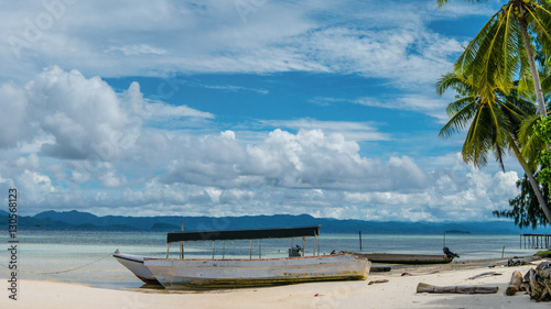Fototapeta Naklejka Na Ścianę i Meble -  Fisherman Boat on Kri Island, Raja Ampat, Indonesia. West Papua