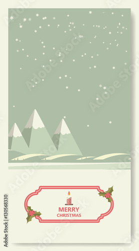 Merry Christmas Greeting Card Flat Style Vector Illustration.

