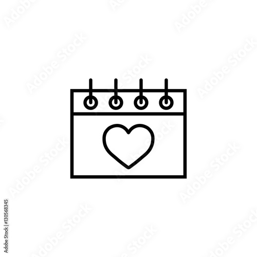 calender date schedule winter date holiday valentine day love celebration appointment line black icon on white background