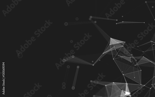 Abstract polygonal space low poly dark background  3d rendering