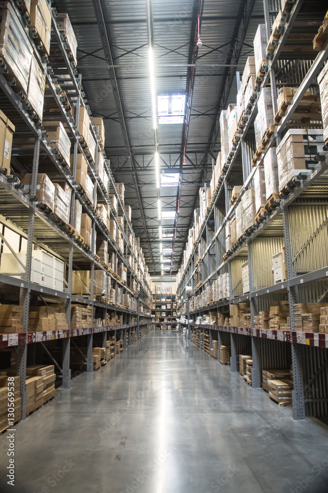 Tall Shelves in a Warehouse