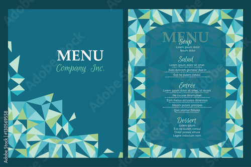 Vector menu template design with geometric abstract pattern. Great for restaurant, cafe, bar, and wedding. Perfect for any event.